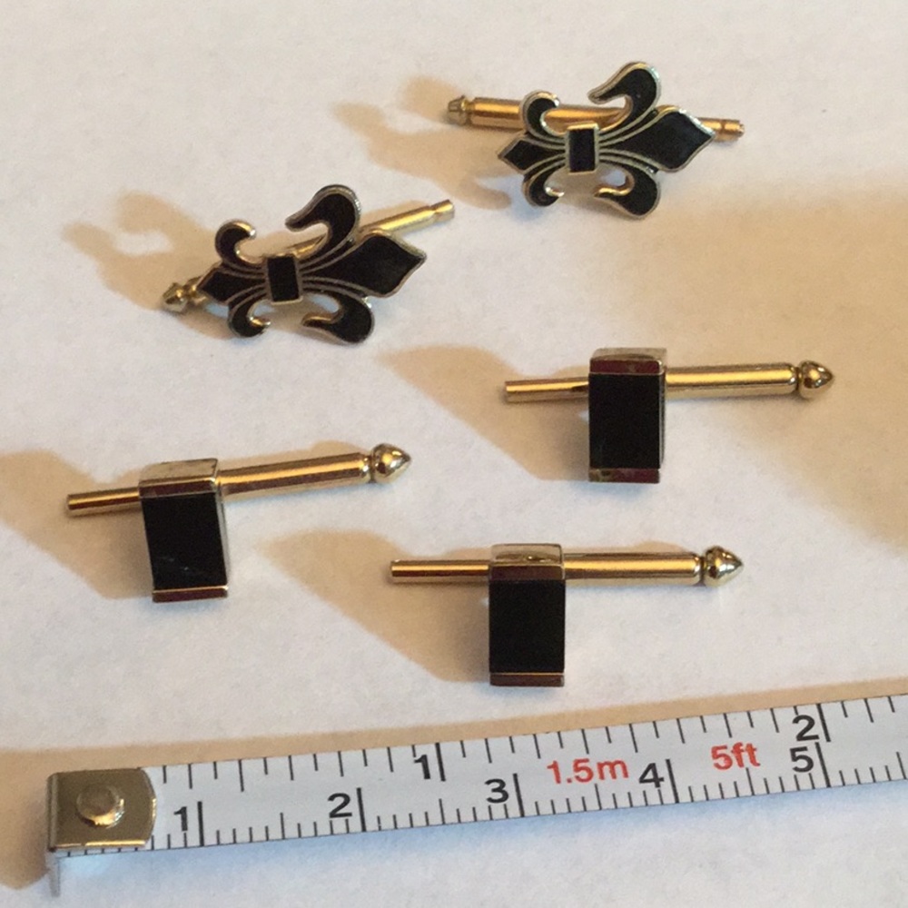 Vintage Men’s Fleur De Leis Fastener Set - Picture 2 of 5